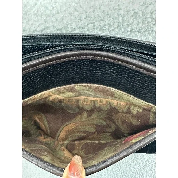 Brighton Croc Embossed Leather Shoulder Bag Purse Brown Black Silver Hardware - Picture 8 of 11